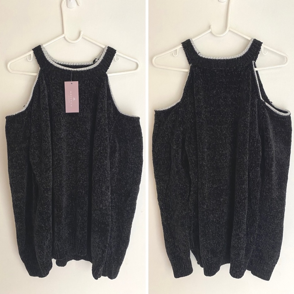 NWT Maverick The Collection Women's Open Shoulder Teddy Plush Sweater [US 1X]